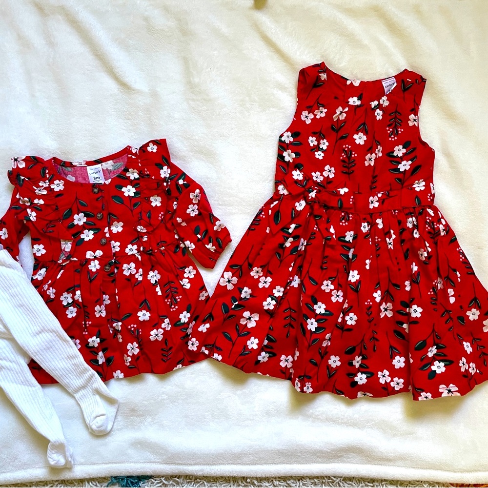 Carter’s matching dresses size 3 mo and 2T